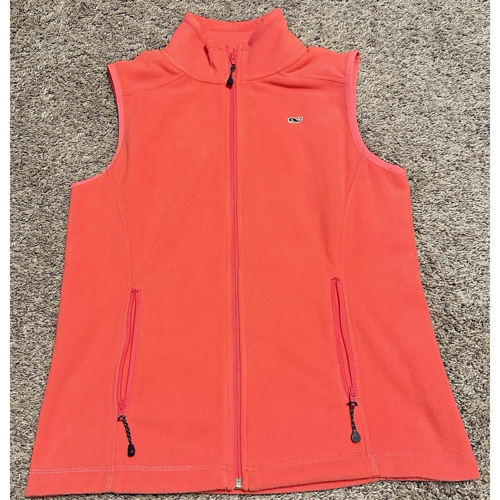 Vineyard Vines Coral Pink Fleece Full Zip Vest Women's Size Small